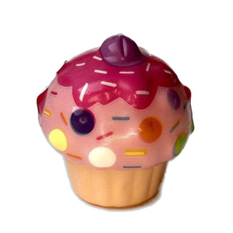 Squishy mousse cupcake coulis rose/rose clair/ topping coloré