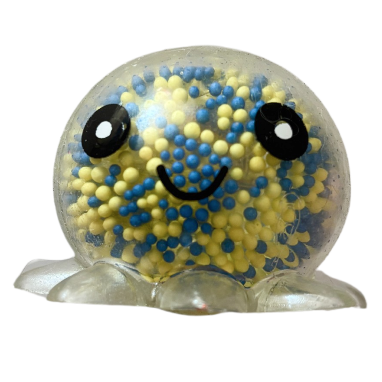 Squishy Pieuvre à billes (bleu & jaune)
