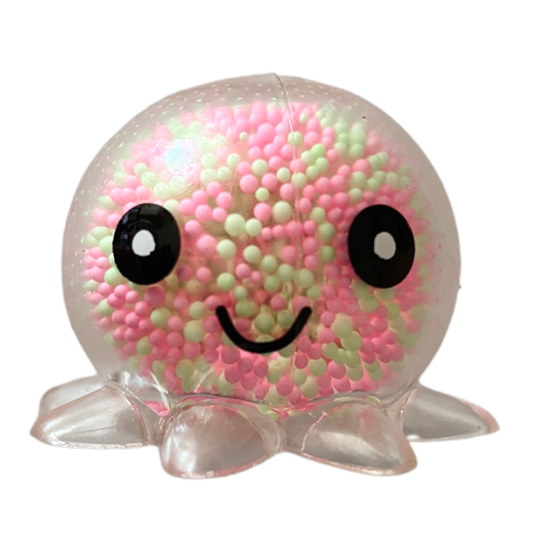 Squishy Pieuvre à billes (rose & vert)
