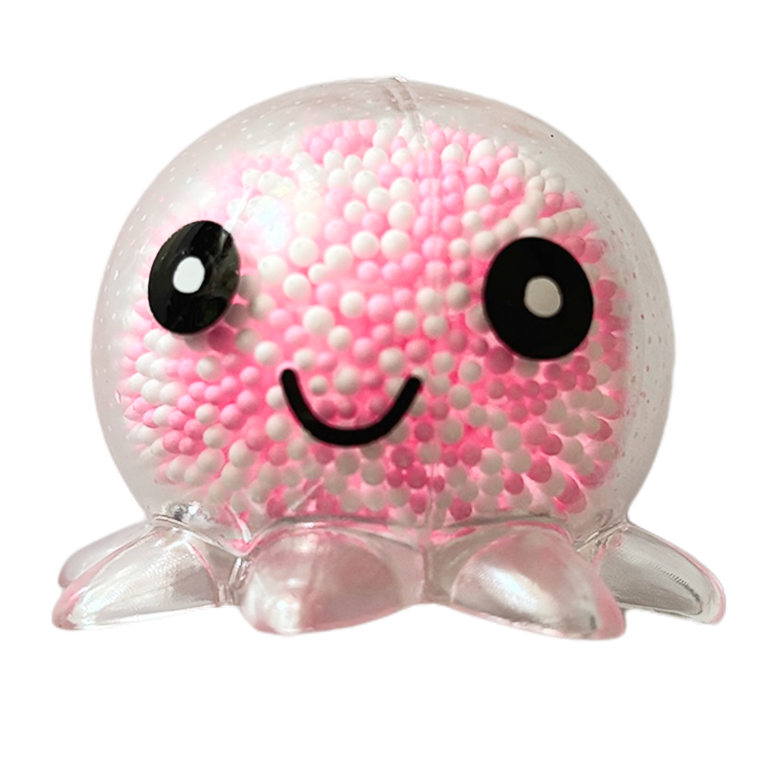 Squishy Pieuvre à billes (rose & blanc)